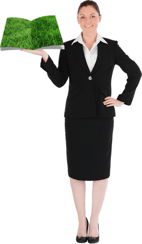 businesswoman holding book with grass surface and transparent background - Download Free Stock Videos Pikwizard.com