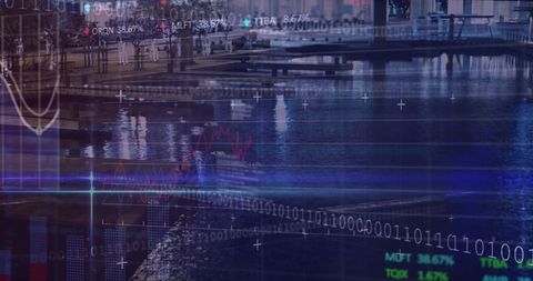 futuristic financial data and cityscape - Download Free Stock Images Pikwizard.com