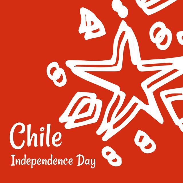 Chile independence day text banner with star icon and abstract shapes against orange background. Chile independence day awareness concept
