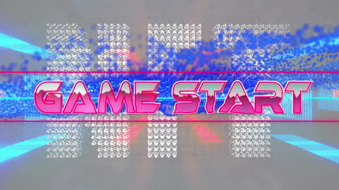 Retro Game Startup Screen with Digital Glitch Effects