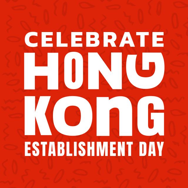 Celebrate Hong Kong Establishment Day Graphic on Red Background - Download Free Stock Templates Pikwizard.com