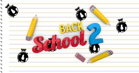 Colorful Back to School Design with School Supplies on Notebook Page - Download Free Stock Images Pikwizard.com