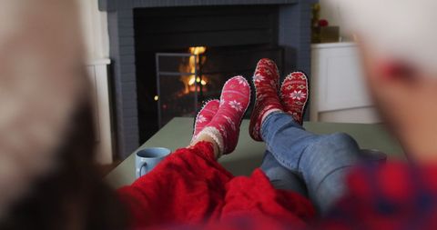 Cozy Christmas Relaxation by the Fireplace