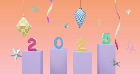 2025 Celebration with Festive Decorations on Pink Background - Download Free Stock Images Pikwizard.com