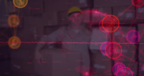 Animated Network Connections Over Urban Landscape