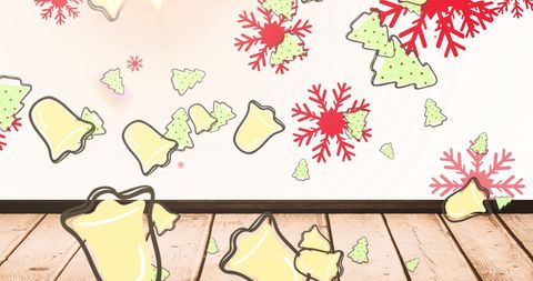 Festive holiday bells and snowflakes artistic background