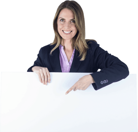 Transparent Young Professional Woman Holding Business Billboard