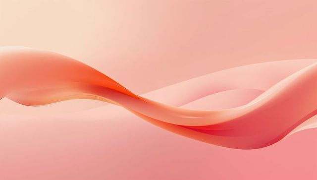 Coral ribbon wave abstract background with translucent glossy layers