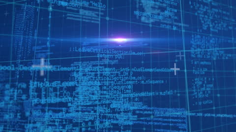 Digital Data Processing Background with Blue Code