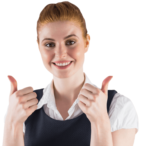 Transparent Businesswoman Giving Thumbs-Up Gesture