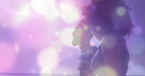 Mystical Beach Couple with Ethereal Glow