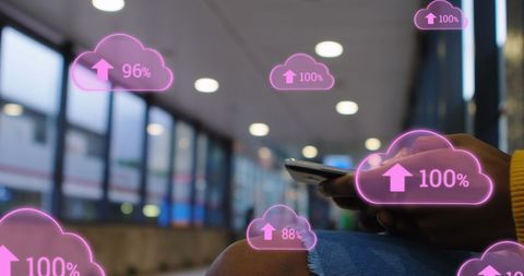 Smartphone and Cloud Connectivity in Technology Concept