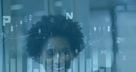 Businesswoman Analyzing Digital Graphs for Market Insights