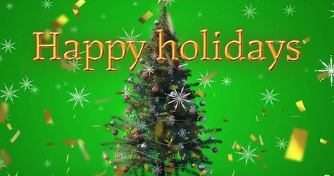 Festive Holiday Greetings with Christmas Tree and Snowfall - Download Free Stock Images Pikwizard.com