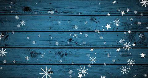 Falling Snowflakes on Blue Wooden Background - Download Free Stock Images Pikwizard.com