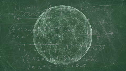 Interconnected Globe with Mathematical Formulas Overlay