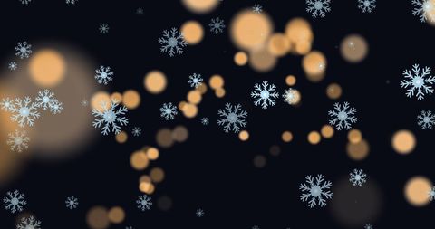 Floating Snowflakes and Warm Bokeh Lights on Dark Background - Download Free Stock Images Pikwizard.com