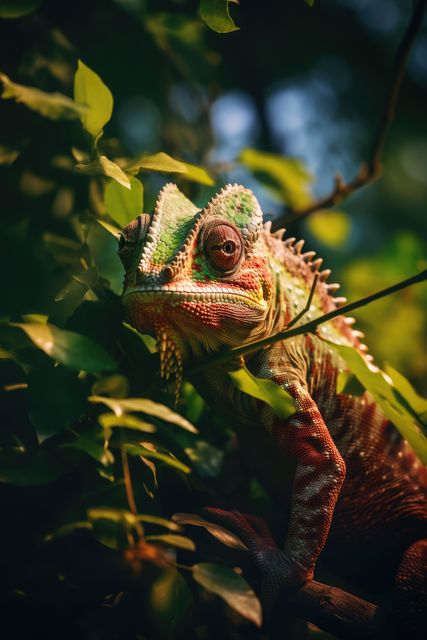 Chameleon Camouflaged Among Green Leaves in Natural Habitat - Download Free Stock Images Pikwizard.com