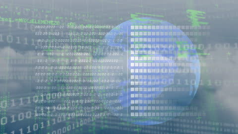 Digital Data Processing Around American Dollar Globe