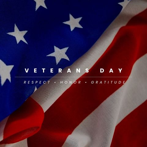 Veterans day tribute with united states flag background