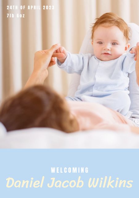 This visually pleasing stock photograph captures a tender moment of maternal bonding with a newborn baby in a serene, pastel-colored room. Perfect for use in parenting blogs, family-oriented content, or baby product advertisements, the image conveys warmth, love, and the beginning of a new life.