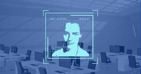 Digital Face Recognition Technology Interface in Office - Download Free Stock Images Pikwizard.com