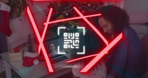 Virtual Family Holiday Greetings with QR Code Lighting Effects - Download Free Stock Images Pikwizard.com