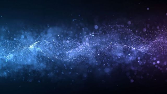 Ethereal cosmic particle wave nebula with blue purple bokeh and soft glowing gradient