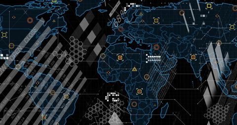 Advanced Digital World Map with Cybersecurity Data Overlay