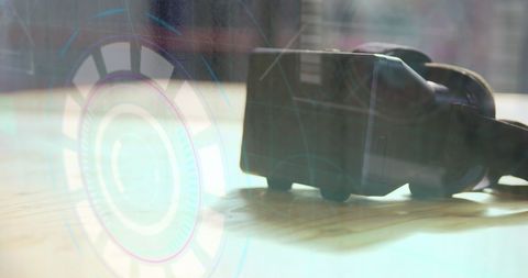 Futuristic VR Headset with Holographic Data Interface