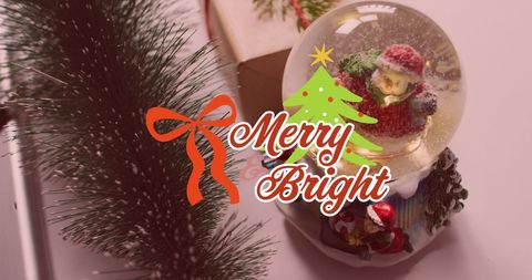 Festive Chrismas Greetings with Snow Globe and Decorations