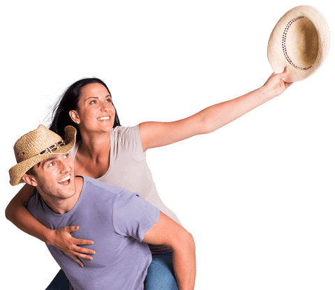 Joyful couple in love transparent background