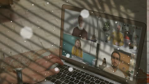 Virtual Business Meeting with Digital Overlay Light Effects