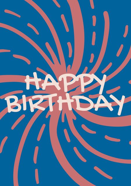 Bright and festive birthday card featuring playful orange pattern on blue background with Happy Birthday text. Ideal for celebrating birthdays, used in greeting cards, party invitations, or social media posts to convey joyous wishes.