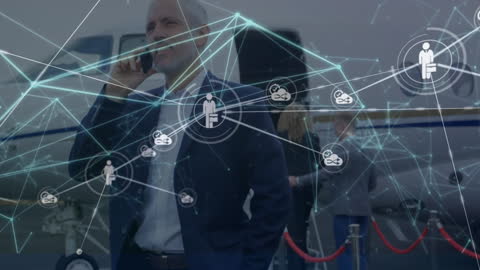 Businessman Talking on Smartphone with Technology Overlay