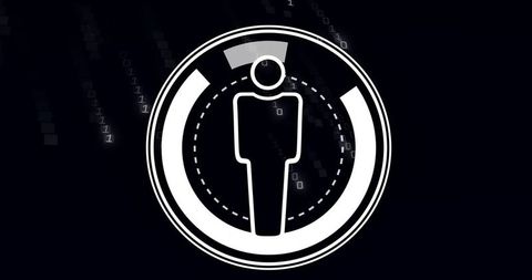 digital human icon over binary code interface background - Download Free Stock Images Pikwizard.com