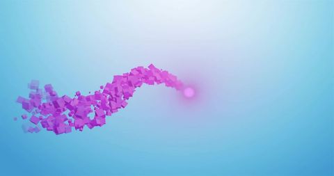 Purple Particle Trail on Blue Digital Background