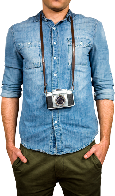 Transparent Hipster Man Wearing Denim Shirt with Vintage Camera - Download Free Stock Videos Pikwizard.com