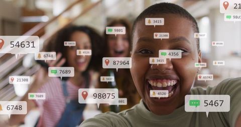 Digital Interaction Diverse Friends Sharing Joyful Moments