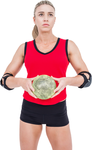 Female Athlete Holding Handball Isolated with Transparent Background - Download Free Stock Videos Pikwizard.com