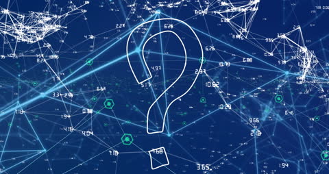 Data Network with Digital Question Mark Illustration