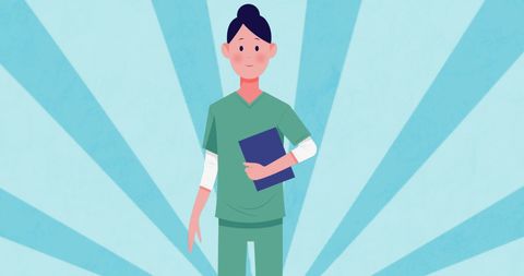 Animated Health Worker Wearing Medical Uniform Holding Clipboard - Download Free Stock Images Pikwizard.com