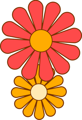 Transparent Canvas with Bold Red and Orange Daisy Motif