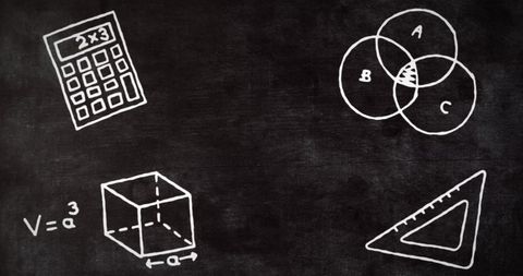 Chalkboard school icons for educational concepts