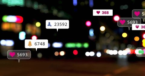 Social Media Icons with Blurred Cityscape Background