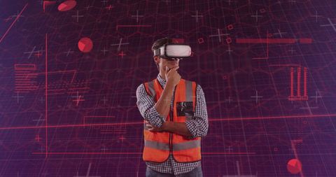 Male Engineer Using VR Headset for Technological Innovation