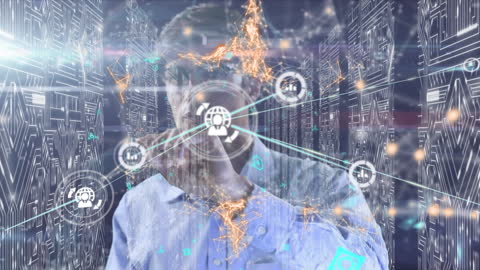 Digital Businessman Navigating Virtual Network Interface