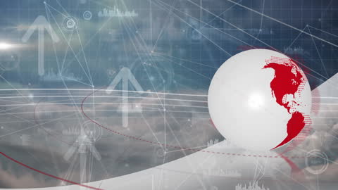 Animated Global Networking with Connection Arrows and Grid Overlay