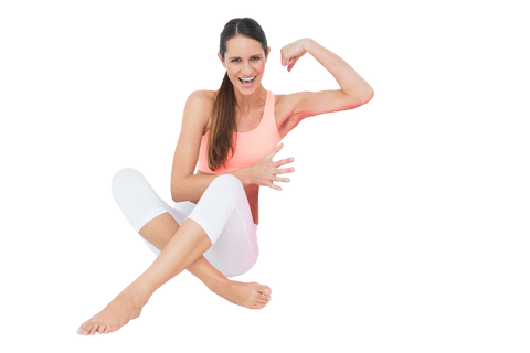 caucasian woman flexing biceps on transparent background - Download Free Stock Videos Pikwizard.com