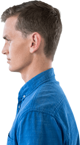 transparent side profile of young man in blue shirt - Download Free Stock Videos Pikwizard.com